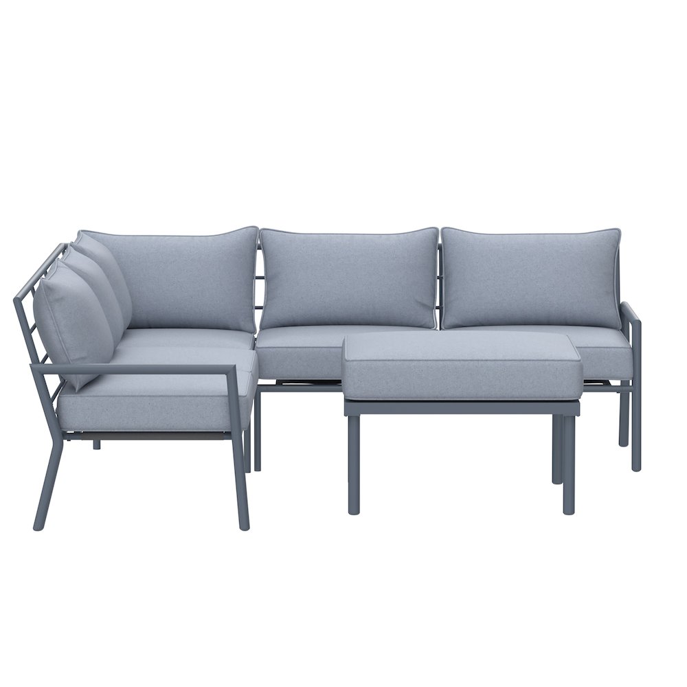 5 Place Seating Outdoor Gray Sofa and Ottoman Set. Picture 3