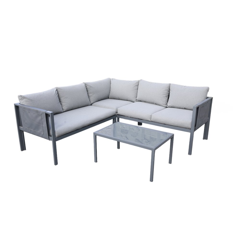 5 Place Seating Outdoor Gray Sofa and Table Set. Picture 1