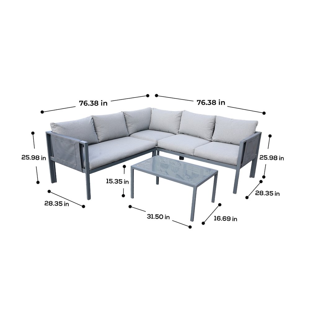 5 Place Seating Outdoor Gray Sofa and Table Set. Picture 4