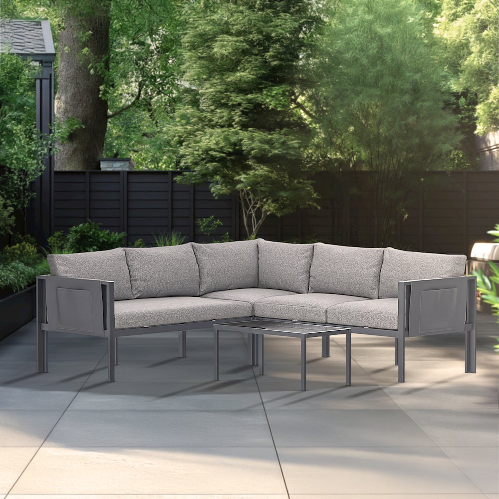 5 Place Seating Outdoor Gray Sofa and Table Set. Picture 9