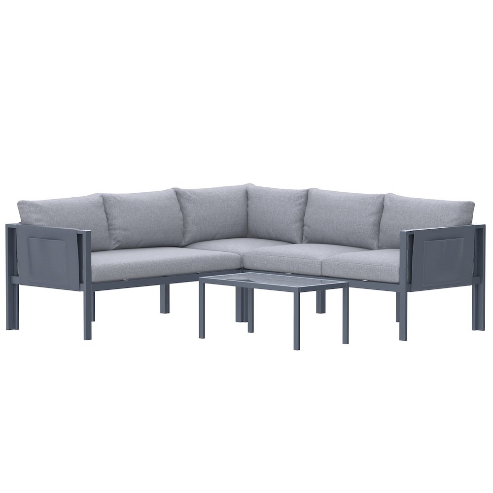 5 Place Seating Outdoor Gray Sofa and Table Set. Picture 2