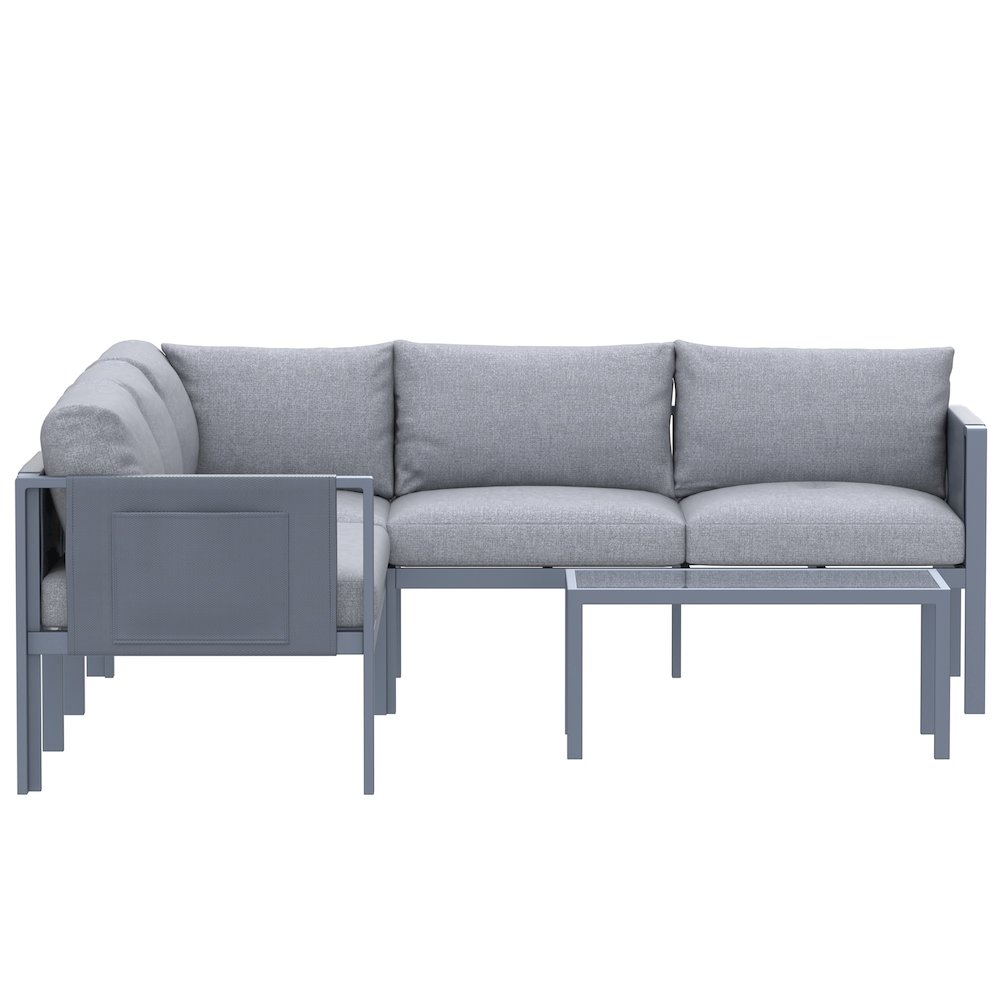 5 Place Seating Outdoor Gray Sofa and Table Set. Picture 3