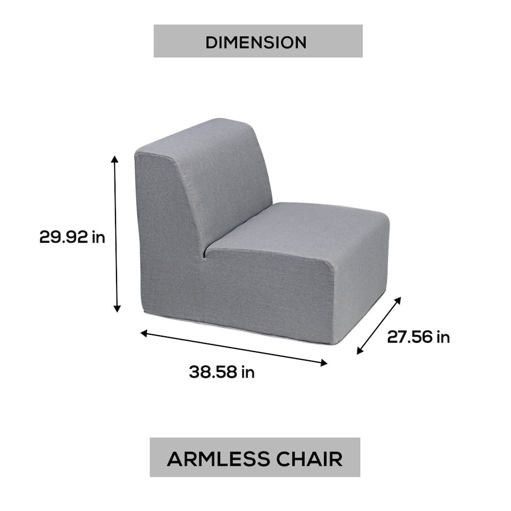 Gray Outdoor Compressed Foam Armless Sectional Sofa Chair. Picture 3