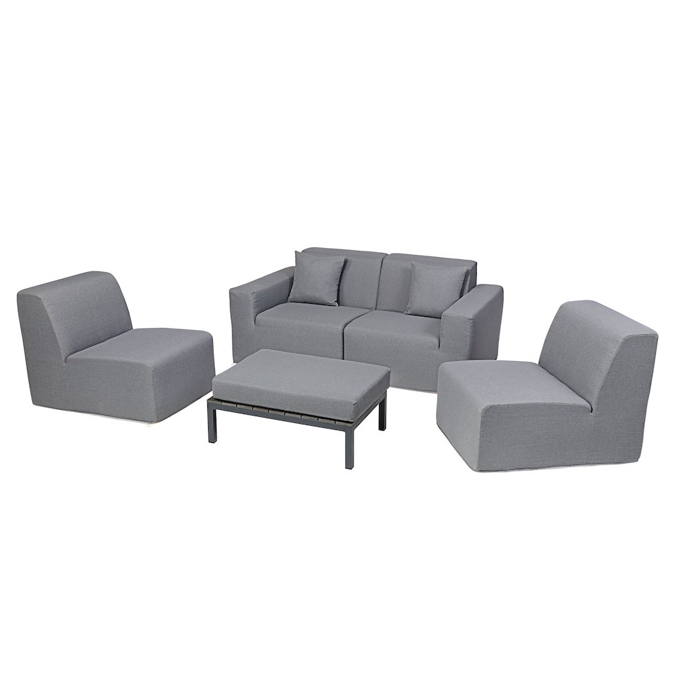 4 Place Seating Gray Outdoor Compressed Foam Sectional Sofas and Ottoman Set. Picture 4