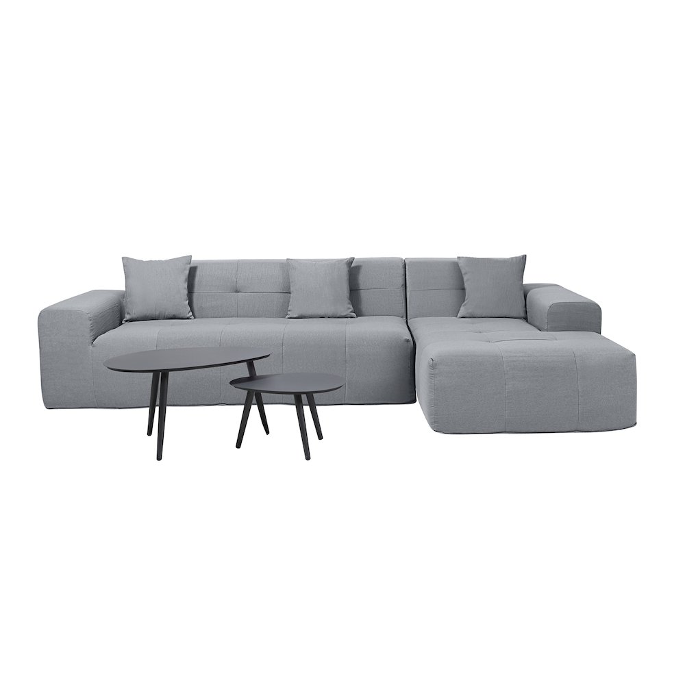 4 Piece Gray Outdoor Compressed Foam Sectional Sofa Lounger and Table Set. Picture 1