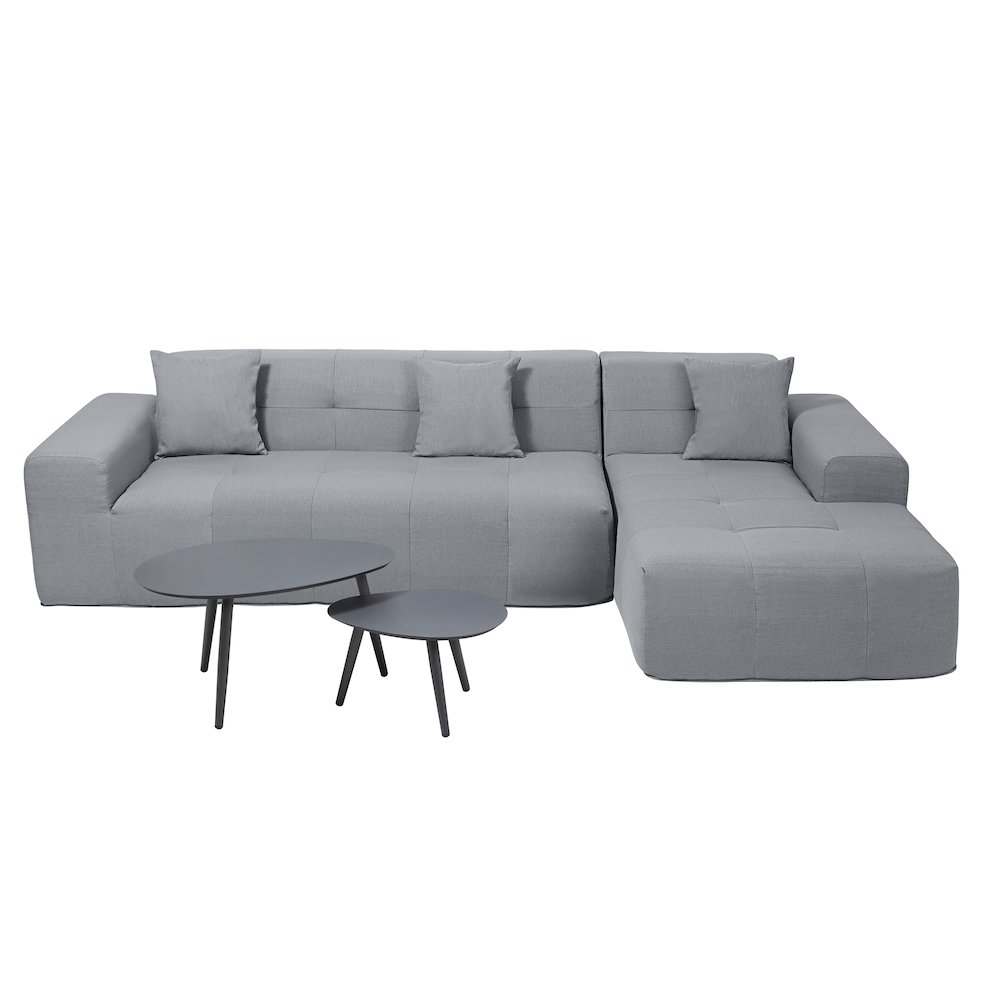4 Piece Gray Outdoor Compressed Foam Sectional Sofa Lounger and Table Set. Picture 7
