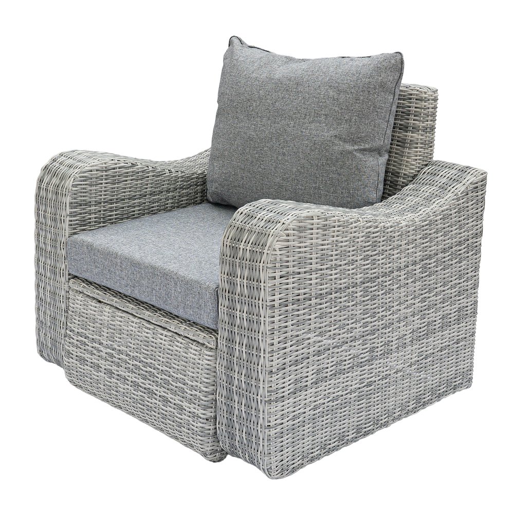 5 Place Seating Gray Outdoor Wicker Sofa and Sofa Chair Set with Table. Picture 1