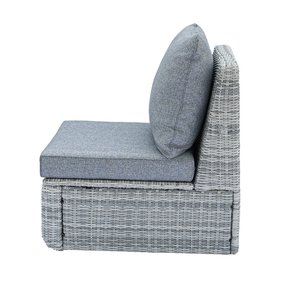 5 Place Seating Gray Outdoor Wicker Sofa and Sofa Chair Set with Table. Picture 2