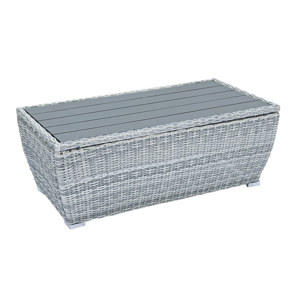 5 Place Seating Gray Outdoor Wicker Sofa and Sofa Chair Set with Table. Picture 4