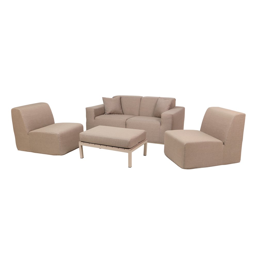 4 Place Seating Brown Outdoor Compressed Foam Sectional Sofas and Ottoman Set. Picture 2
