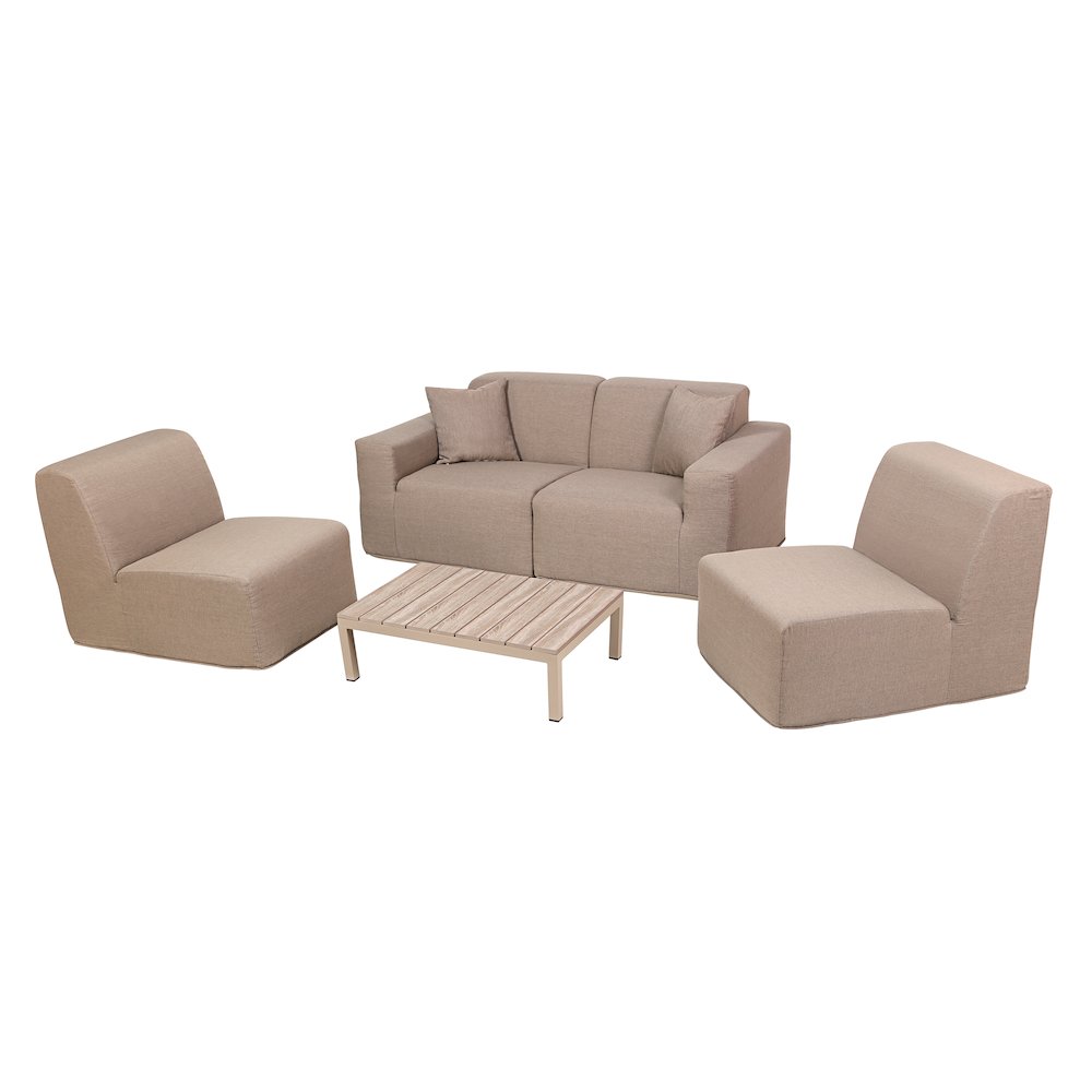 4 Place Seating Brown Outdoor Compressed Foam Sectional Sofas and Ottoman Set. Picture 12