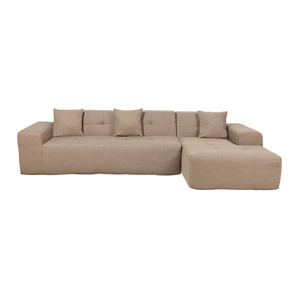 4 Piece Brown Outdoor Compressed Foam Sectional Sofa Lounger and Table Set. Picture 2
