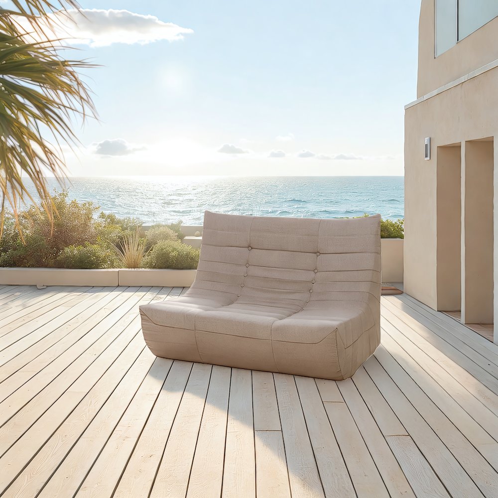 5 Piece Brown Outdoor Compressed Foam Loveseat Sofa Chairs and Table Set. Picture 15