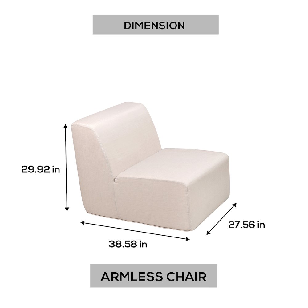 Beige Outdoor Compressed Foam Armless Sectional Sofa Chair. Picture 3