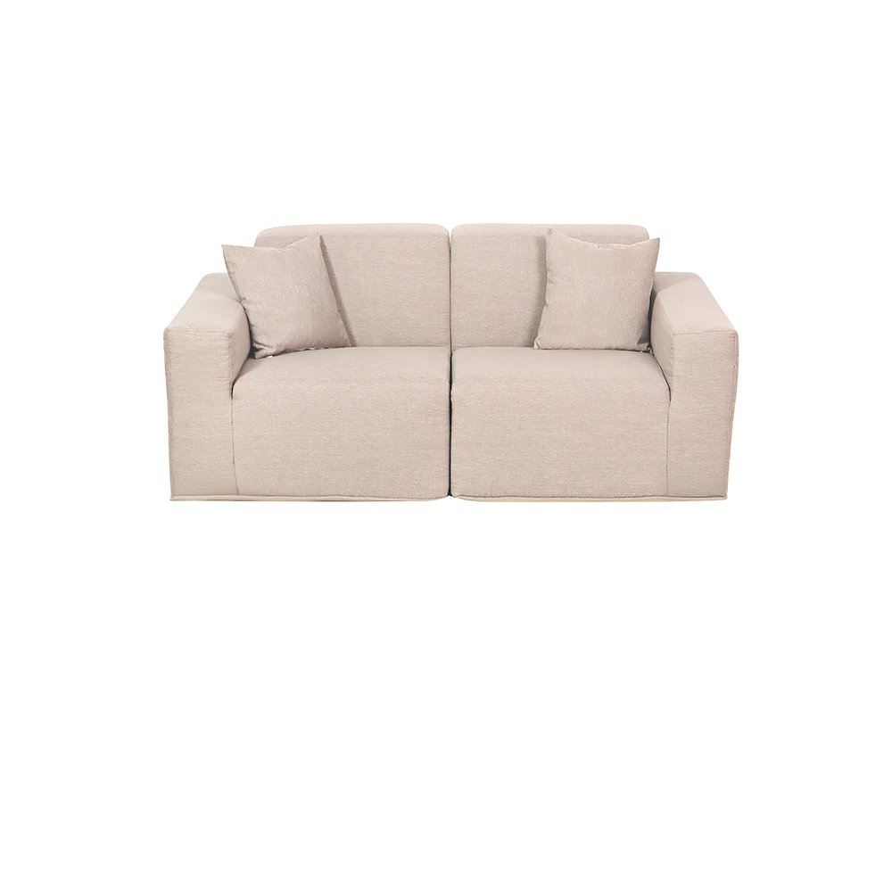 2 Place Seating Beige Outdoor Compressed Foam Sectional Sofas. Picture 1