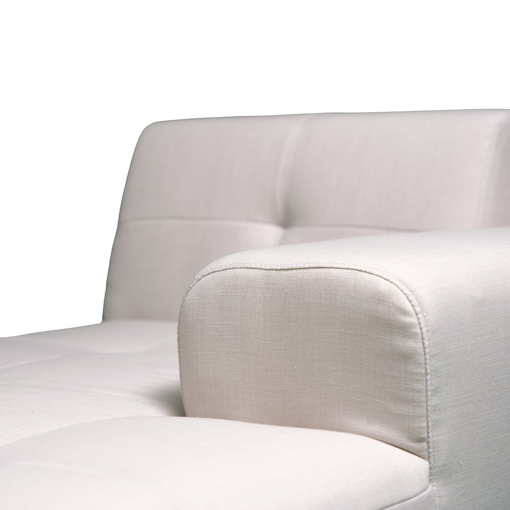 4 Piece Beige Outdoor Compressed Foam Sectional Sofa Lounger and Table Set. Picture 4