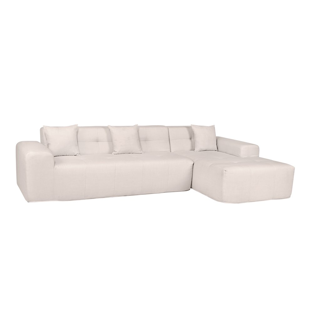 4 Piece Beige Outdoor Compressed Foam Sectional Sofa Lounger and Table Set. Picture 2