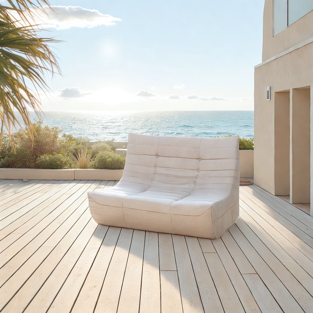 Beige Outdoor Compressed Foam Sofa. Picture 8