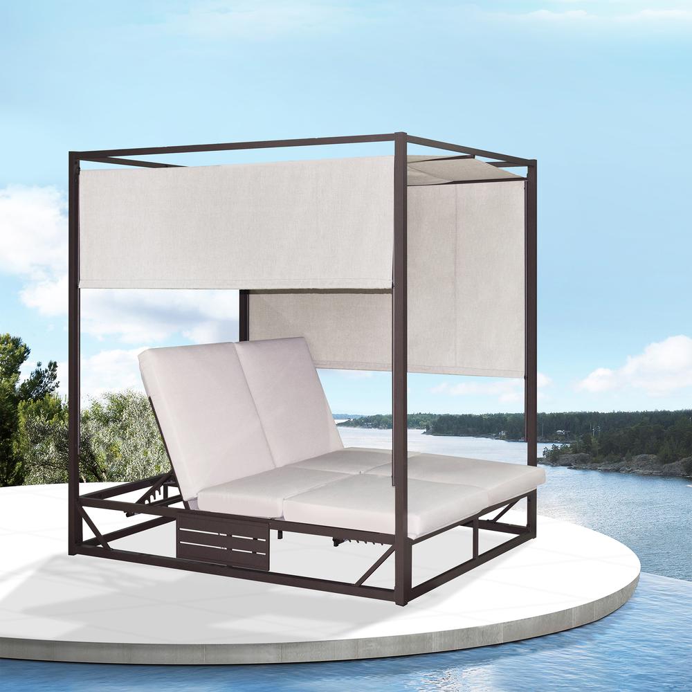 Outdoor Biege Rectangular Patio Daybed. Picture 8