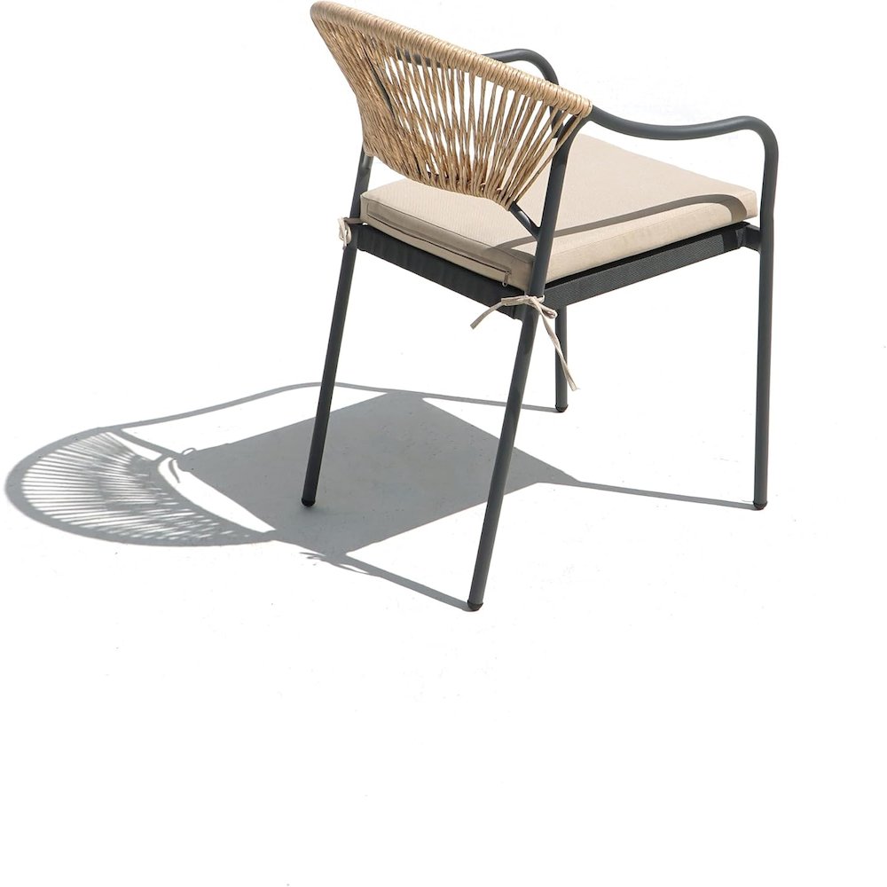 2 Place Grey Outdoor Aluminum Round Patio Dining Table and Stackable Chairs Set. Picture 4