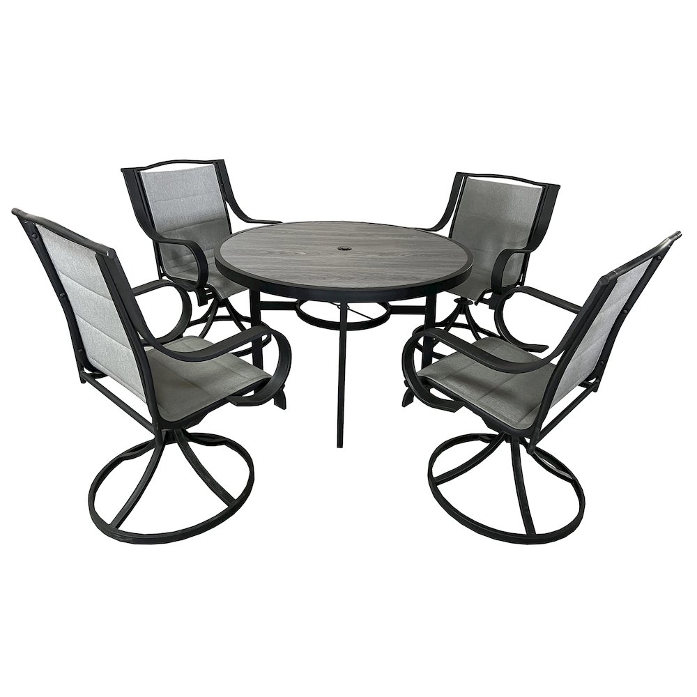 4 Place Seating Outdoor Patio Dining Table and Swivel Chairs Set. Picture 1