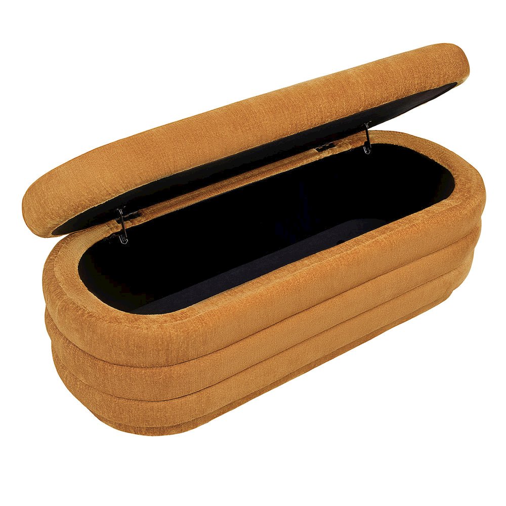 Fabric Storage Bench With Plastic Legs Orange Color. Picture 2