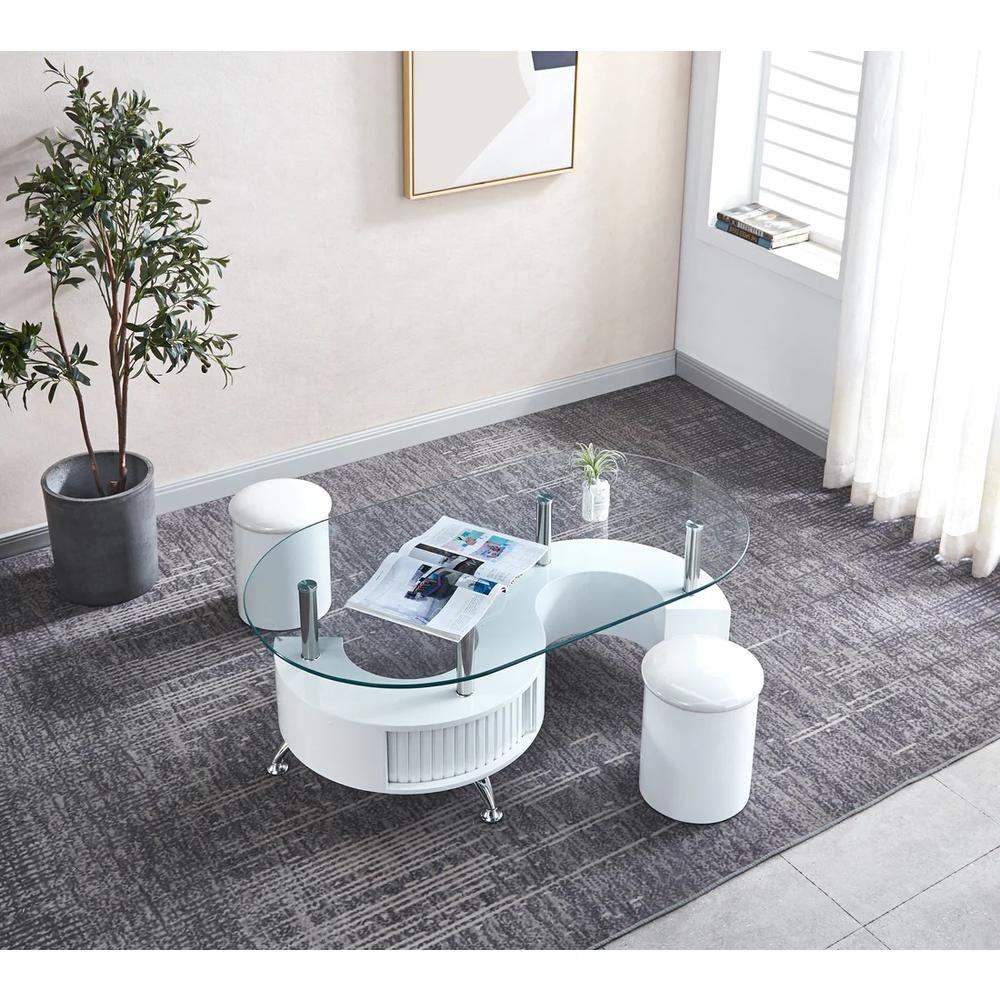 Oval Coffee Table With 2 Stools. Picture 2