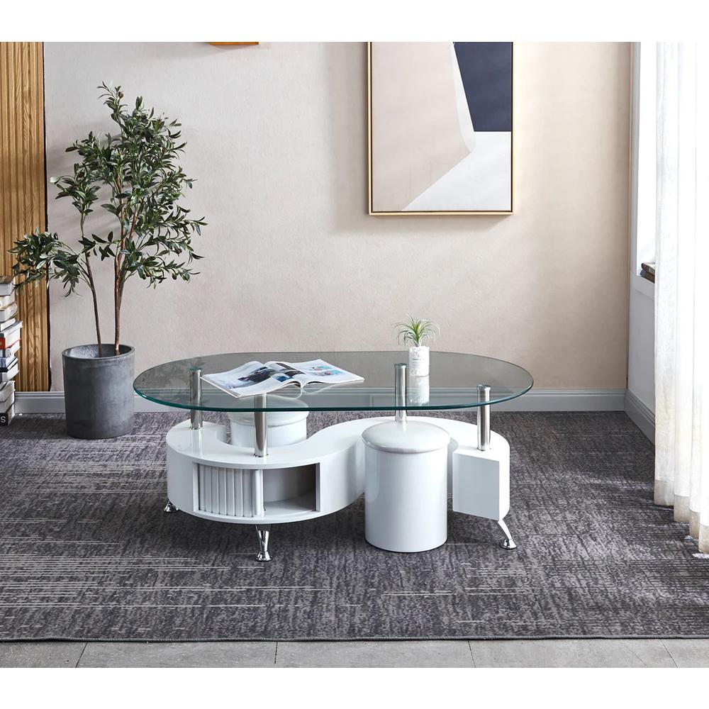 Oval Coffee Table With 2 Stools. Picture 4