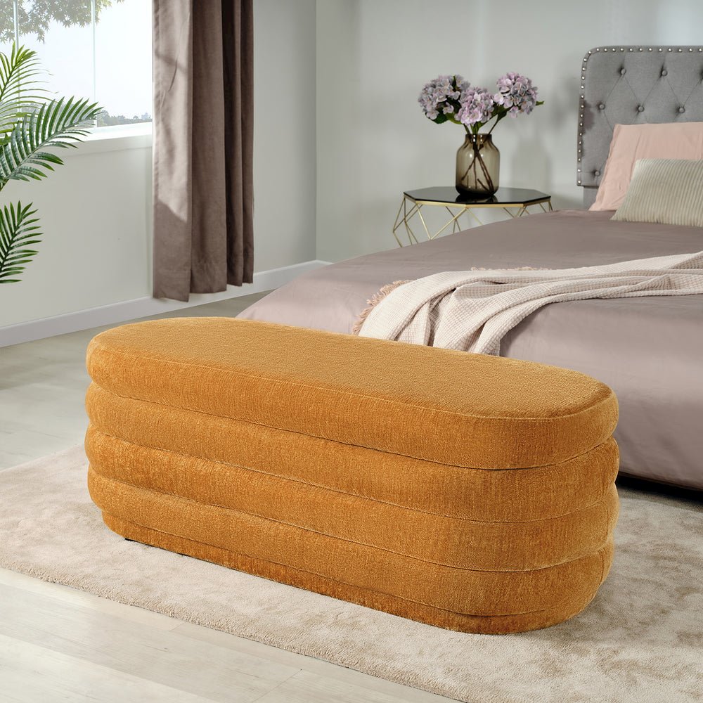 Fabric Storage Bench With Plastic Legs Orange Color. Picture 4
