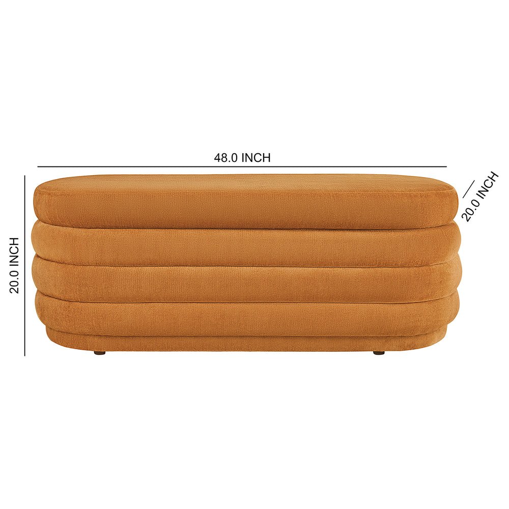 Fabric Storage Bench With Plastic Legs Orange Color. Picture 3