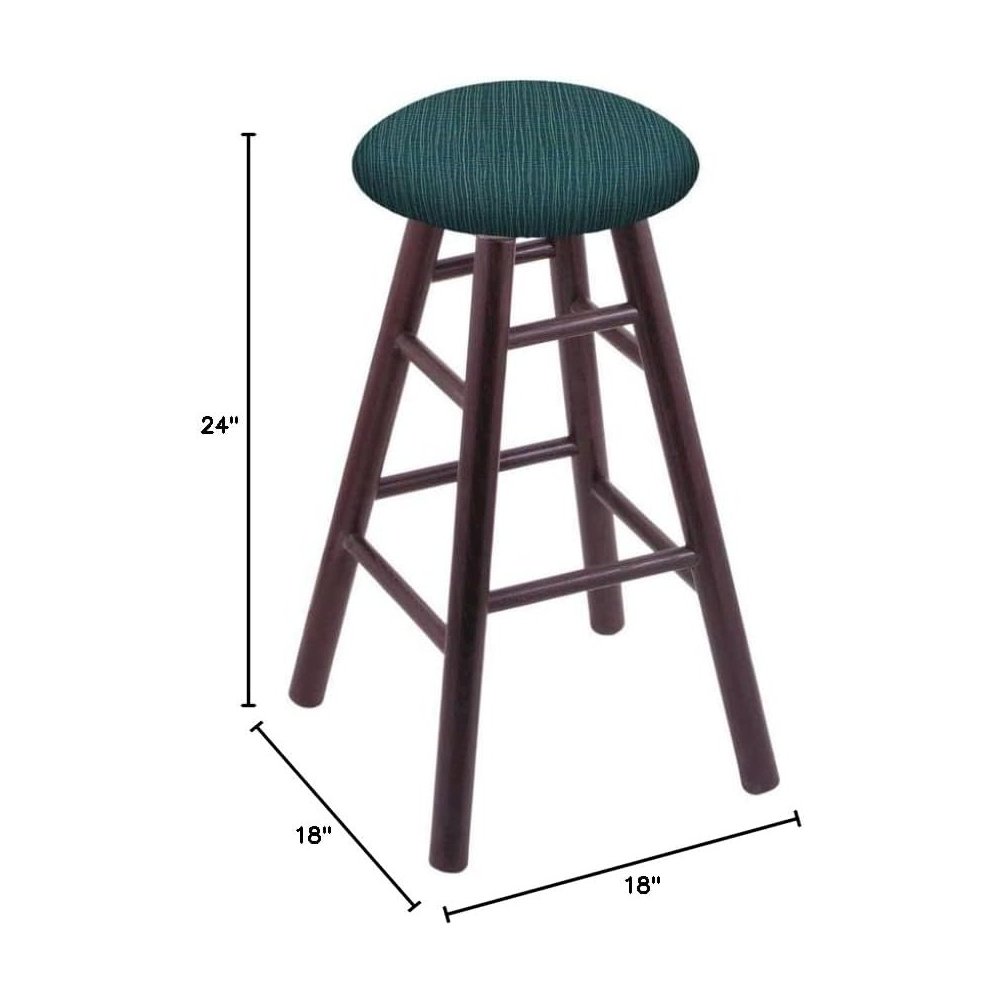 Oak Round Cushion 24" Swivel Counter Stool with Smooth Legs, Dark Cherry Finish, and Graph Tidal Seat. Picture 2