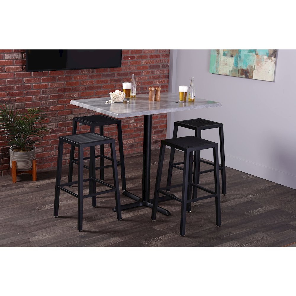 All-Season Table with 30" x 30" Square Charcoal Top with Umbrella Hole. Picture 2