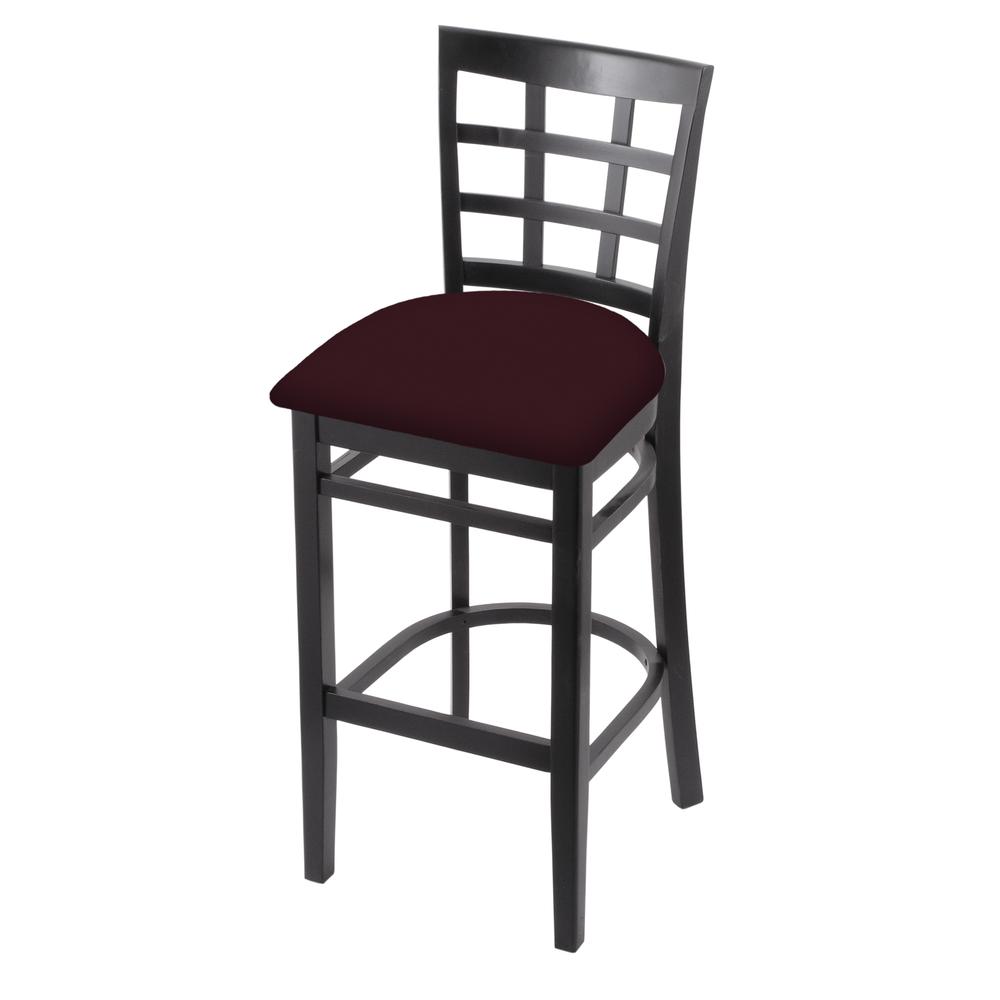 3130 30" Bar Stool with Black Finish and Canter Bordeaux Seat. Picture 1