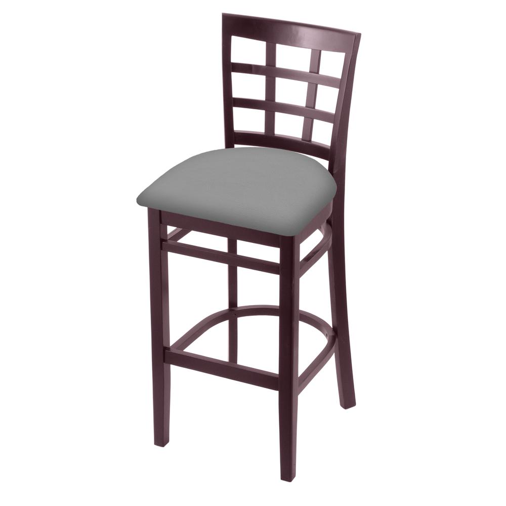 3130 30" Bar Stool with Dark Cherry Finish and Canter Folkstone Grey Seat. Picture 1