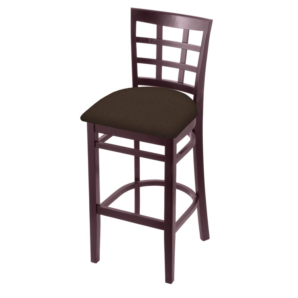 3130 30" Bar Stool with Dark Cherry Finish and Rein Coffee Seat. Picture 1