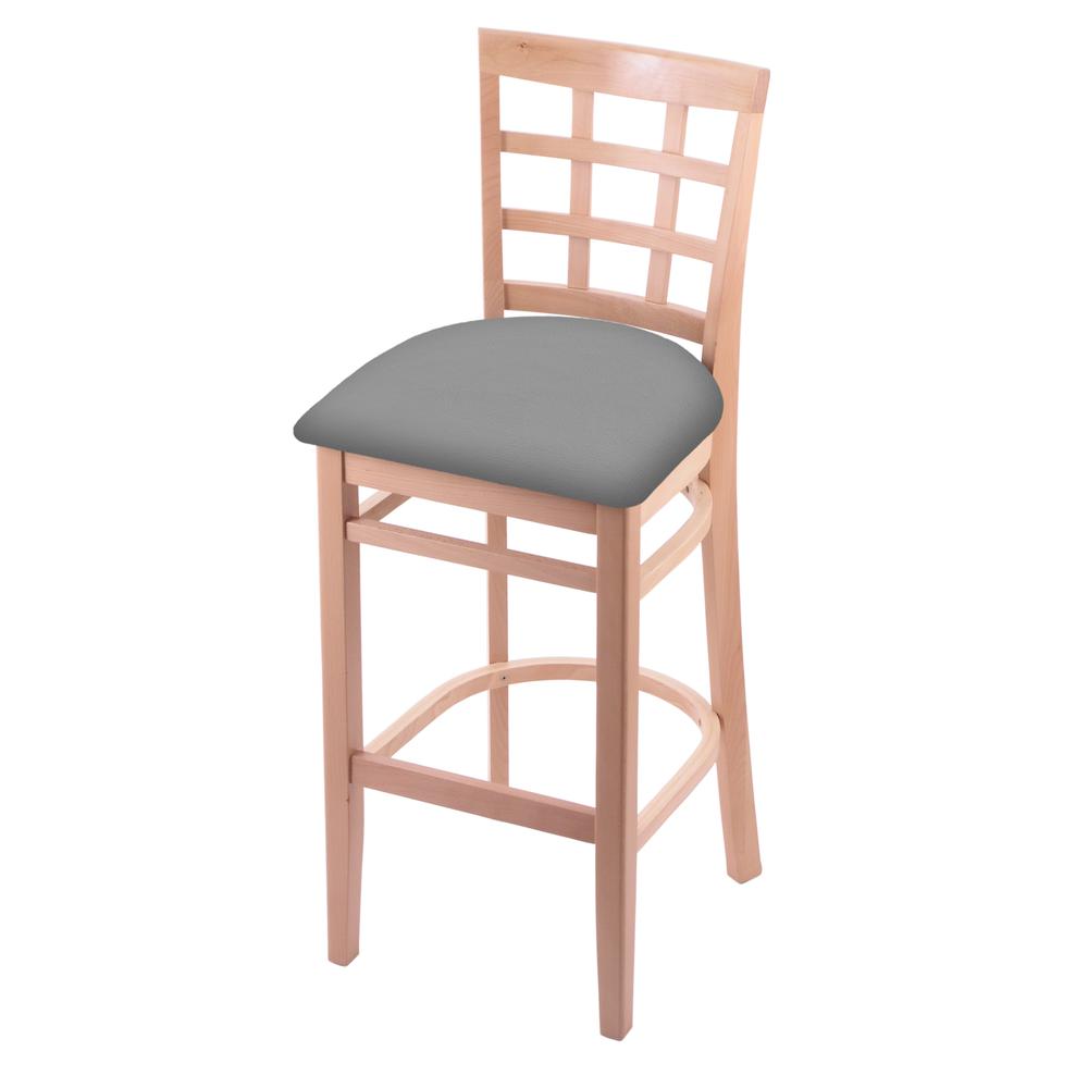 3130 30" Bar Stool with Natural Finish and Canter Folkstone Grey Seat. Picture 1
