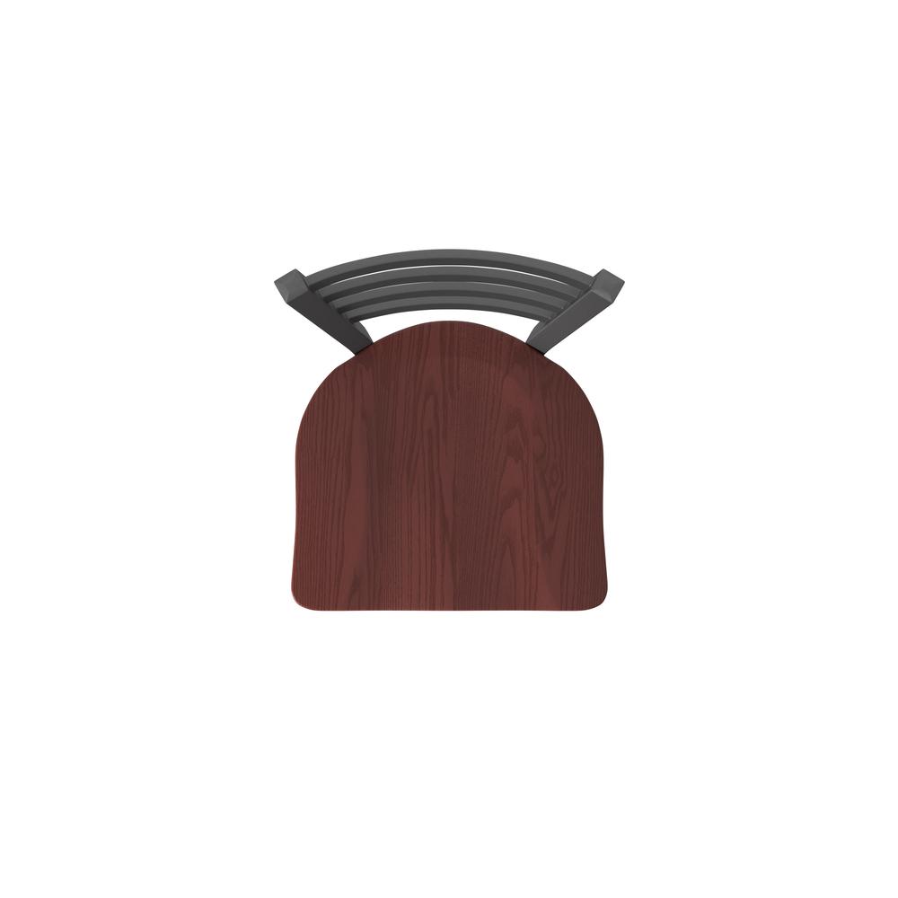 410 Jackie 36" Swivel Bar Stool with Pewter Finish and Dark Cherry Oak Seat. Picture 3