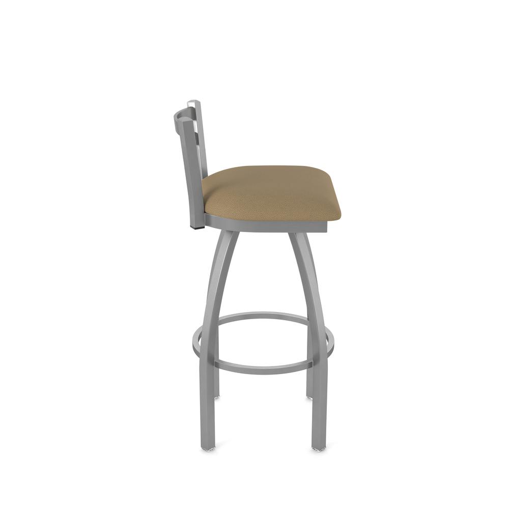 411 Jackie Low Back Stainless Steel 30" Swivel Bar Stool with Canter Thatch Seat. Picture 4