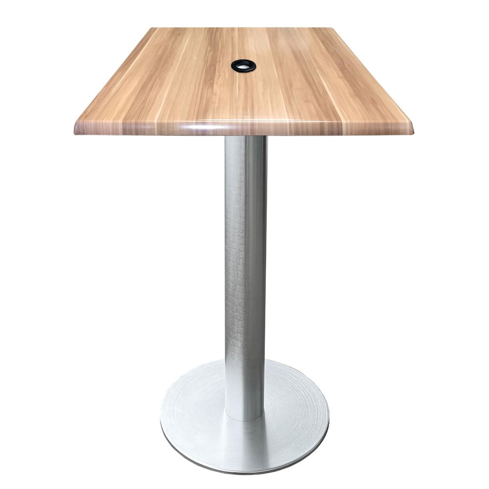All-Season Table with 36" x 36" Square Natural Top with Umbrella Hole. Picture 1