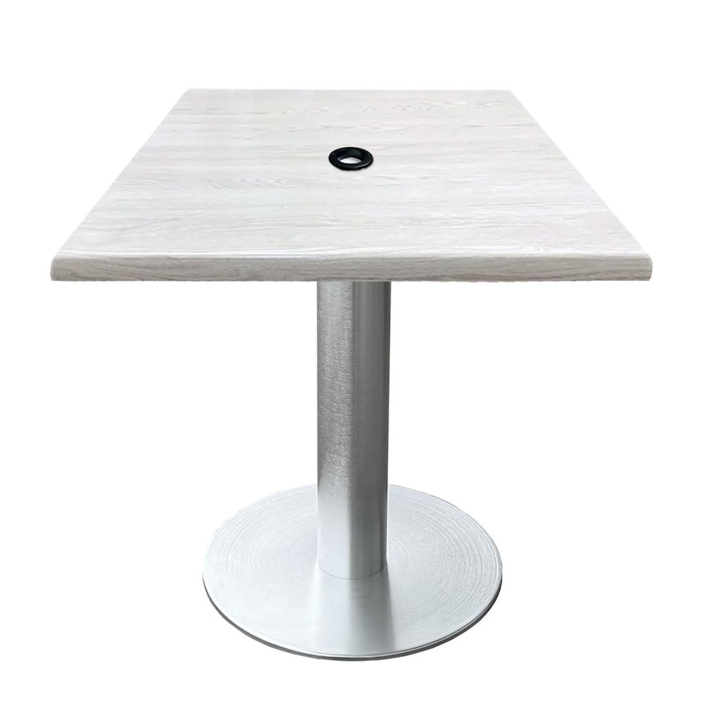 All-Season Table with 36" x 36" Square White Ash Top with Umbrella Hole. Picture 1
