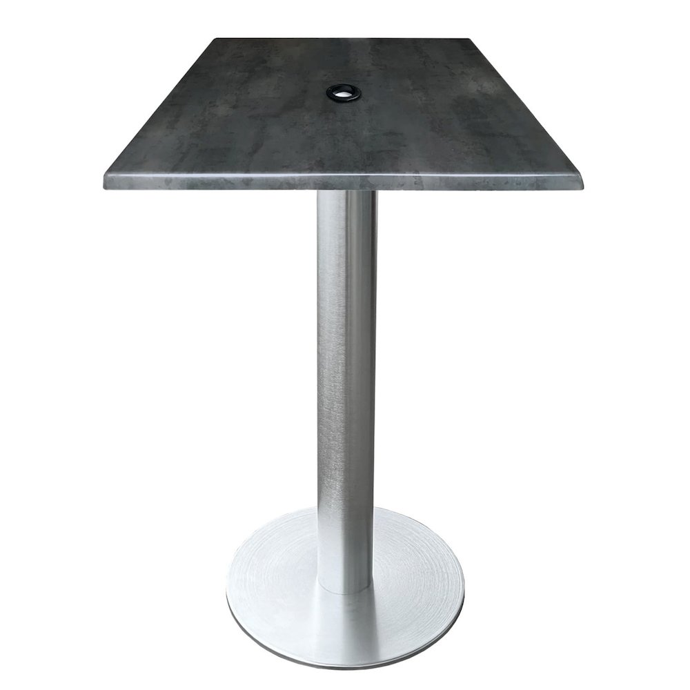 All-Season Table with 30" x 30" Square Black Steel Top with Umbrella Hole. Picture 1
