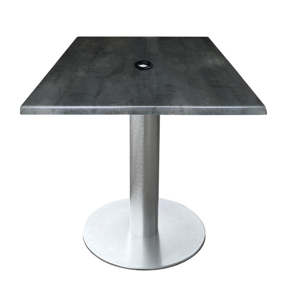 All-Season Table with 30" x 30" Square Black Steel Top with Umbrella Hole. Picture 1