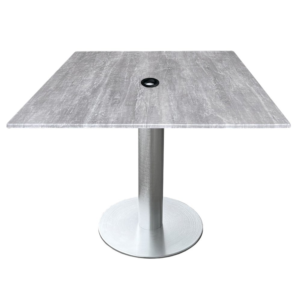 All-Season Table with 36" x 36" Square Greystone Top with Umbrella Hole. Picture 1