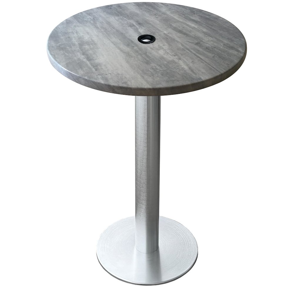 All-Season Table with 30" Diameter Greystone Top with Umbrella Hole. Picture 1
