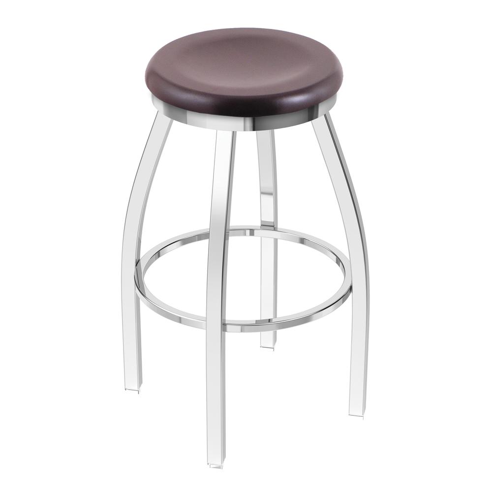 802 Misha 30" Swivel Bar Stool with Chrome Finish and Dark Cherry Maple Seat. Picture 1