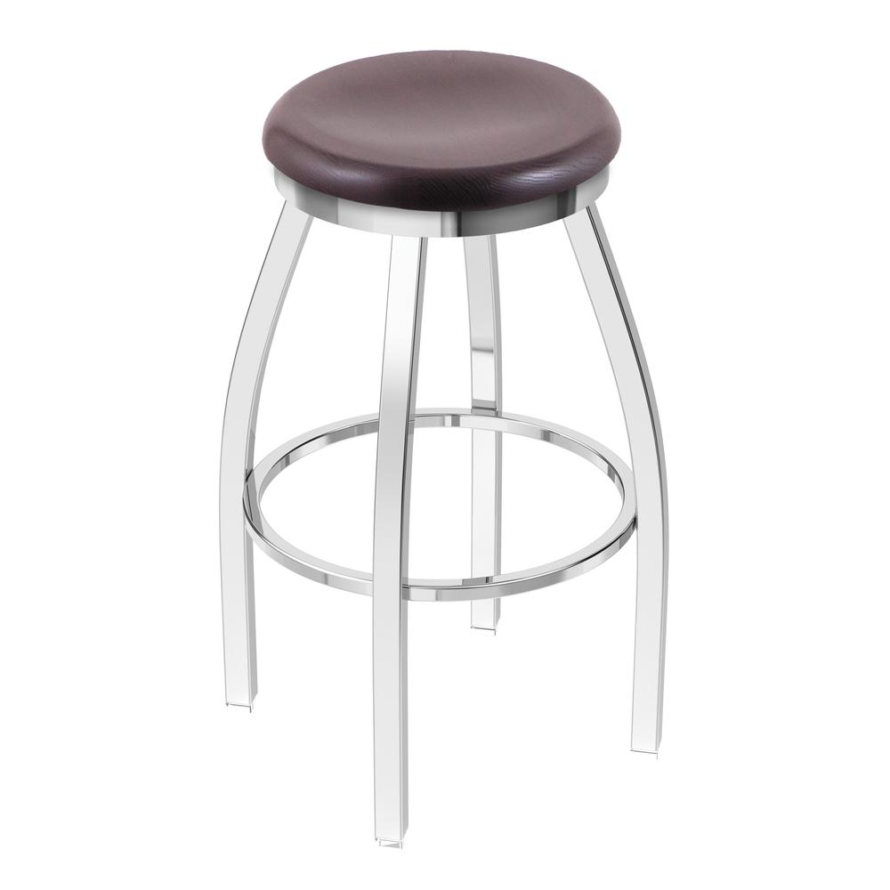 802 Misha 36" Swivel Extra Tall Bar Stool with Chrome Finish and Dark Cherry Oak Seat. Picture 1