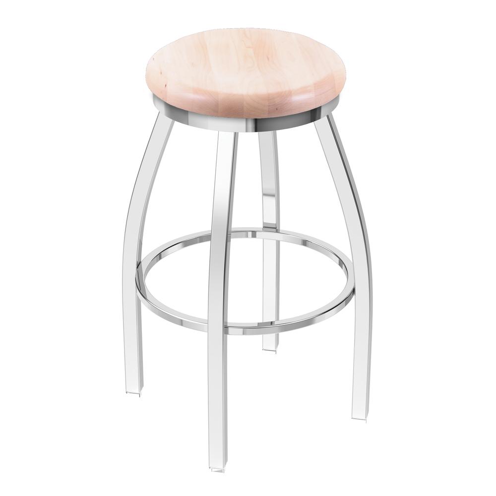 802 Misha 30" Swivel Bar Stool with Chrome Finish and Natural Maple Seat. Picture 1