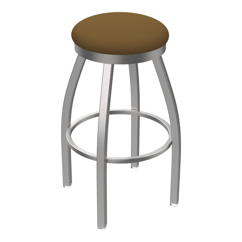 802 Misha Stainless Steel 30" Swivel Bar Stool with Canter Saddle Seat. Picture 1