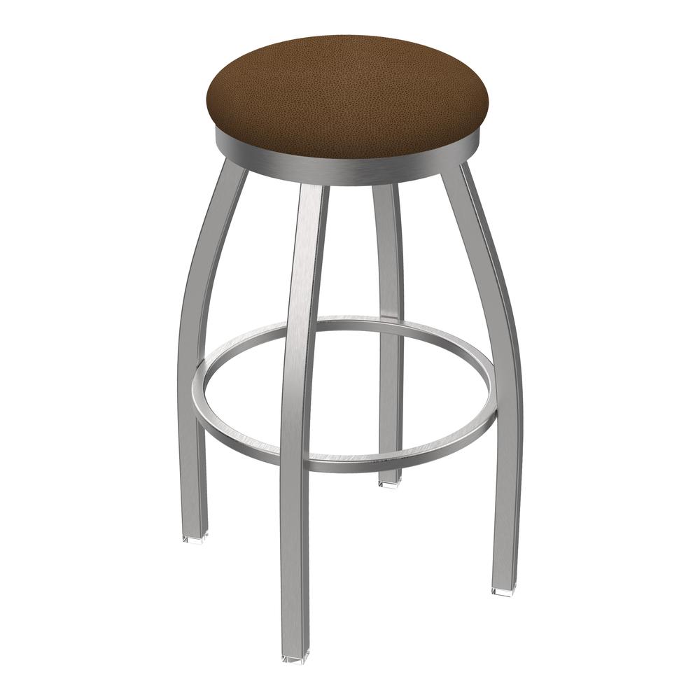 802 Misha Stainless Steel 30" Swivel Bar Stool with Rein Thatch Seat. Picture 1
