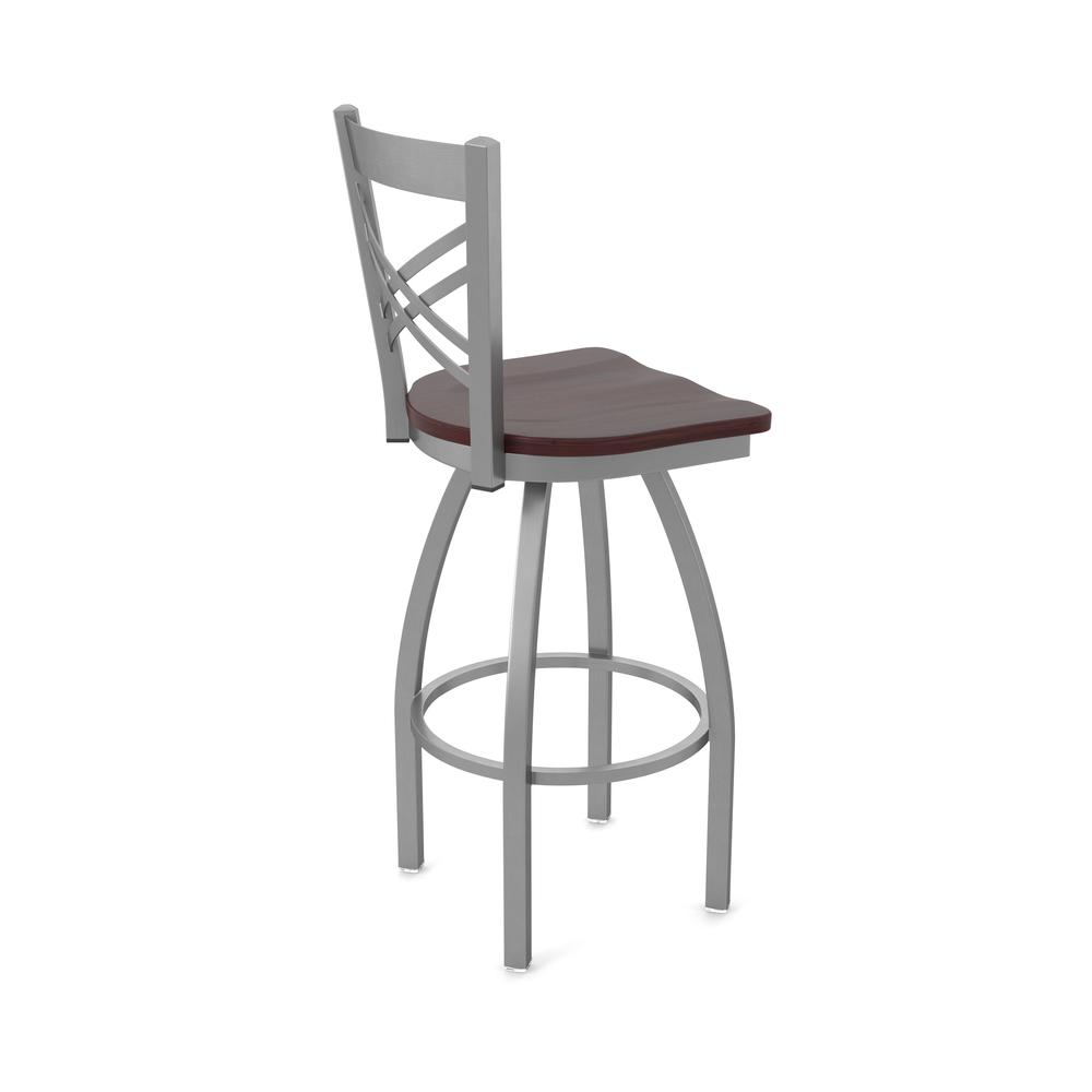 820 Catalina Stainless Steel 30" Swivel Bar Stool with Dark Cherry Maple Seat. Picture 2